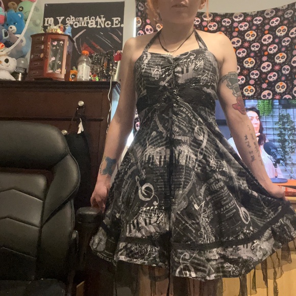 Hot Topic Dresses & Skirts - Music Note Rockabilly Halter Dress